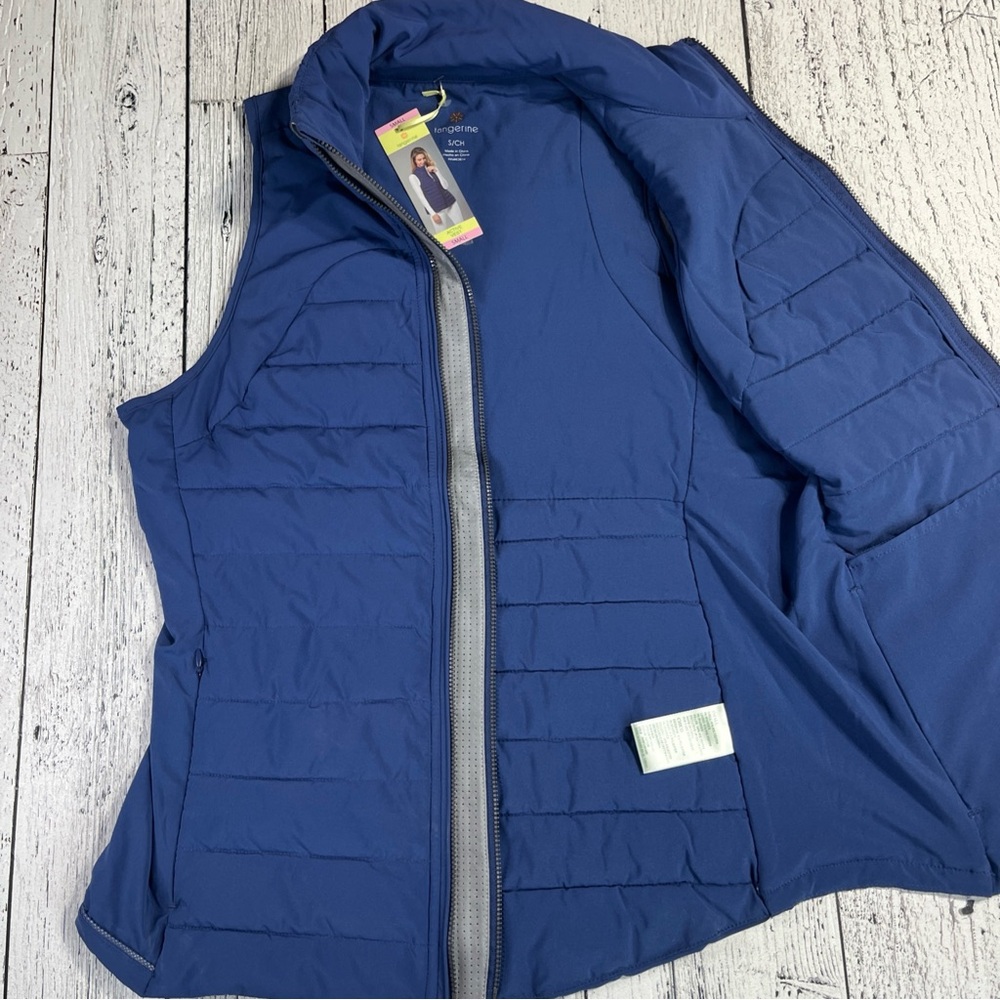 Tangerine Light Weight Puffer Active Vest Packable Blue Womens Small NEW - Picture 2 of 7